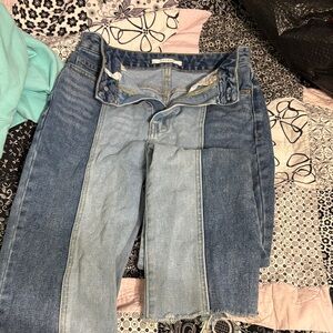 PacSun Two-Tone Blue Panel Straight Leg Jeans